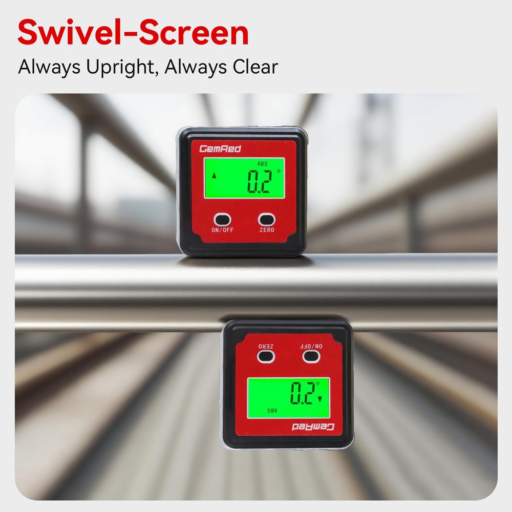 GemRed 82412 Digital Angle Gauge (Green Backlight) Green Backlight
