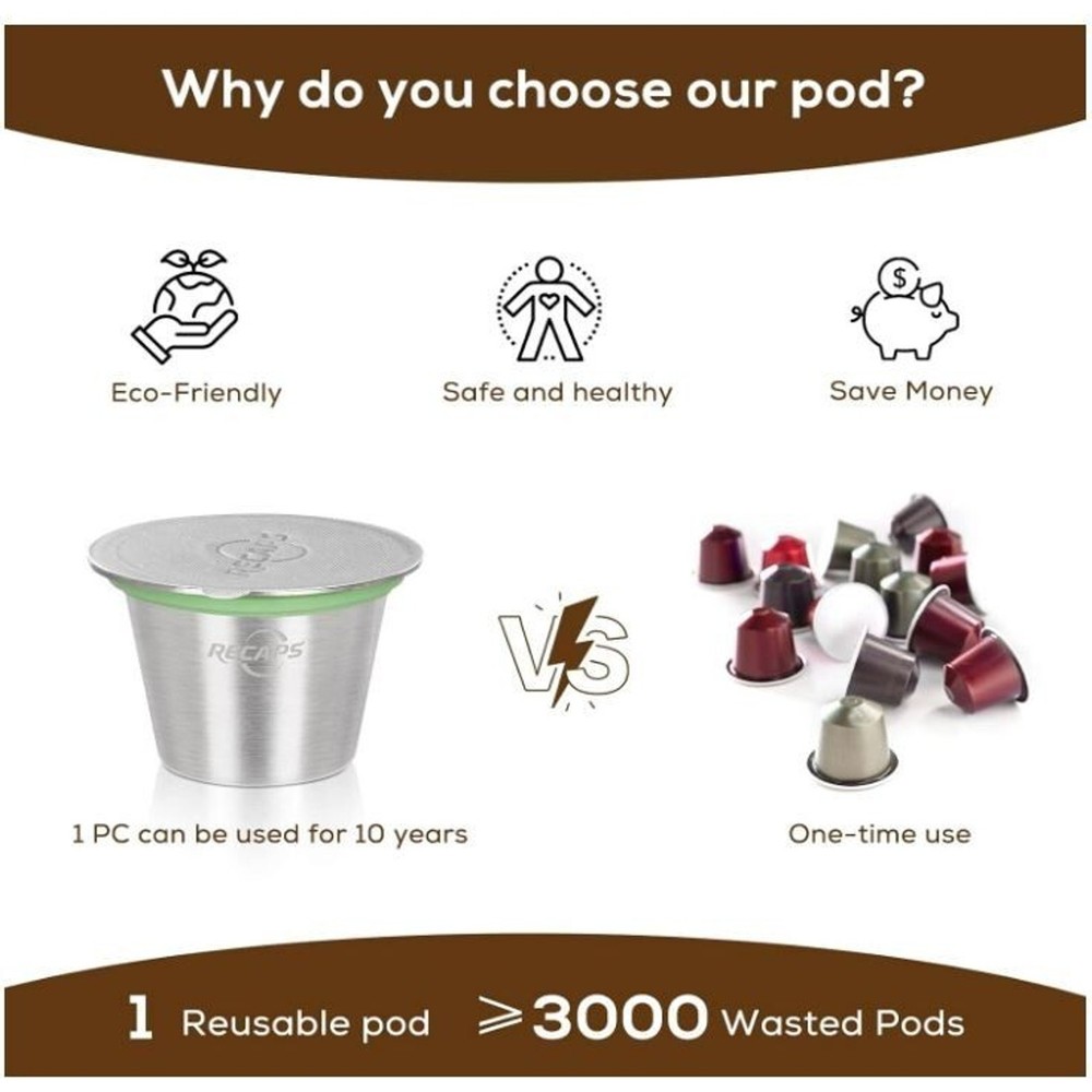 RECAPS Refillable Coffee Capsules Espresso READ WHICH MODELS No Foil Lids