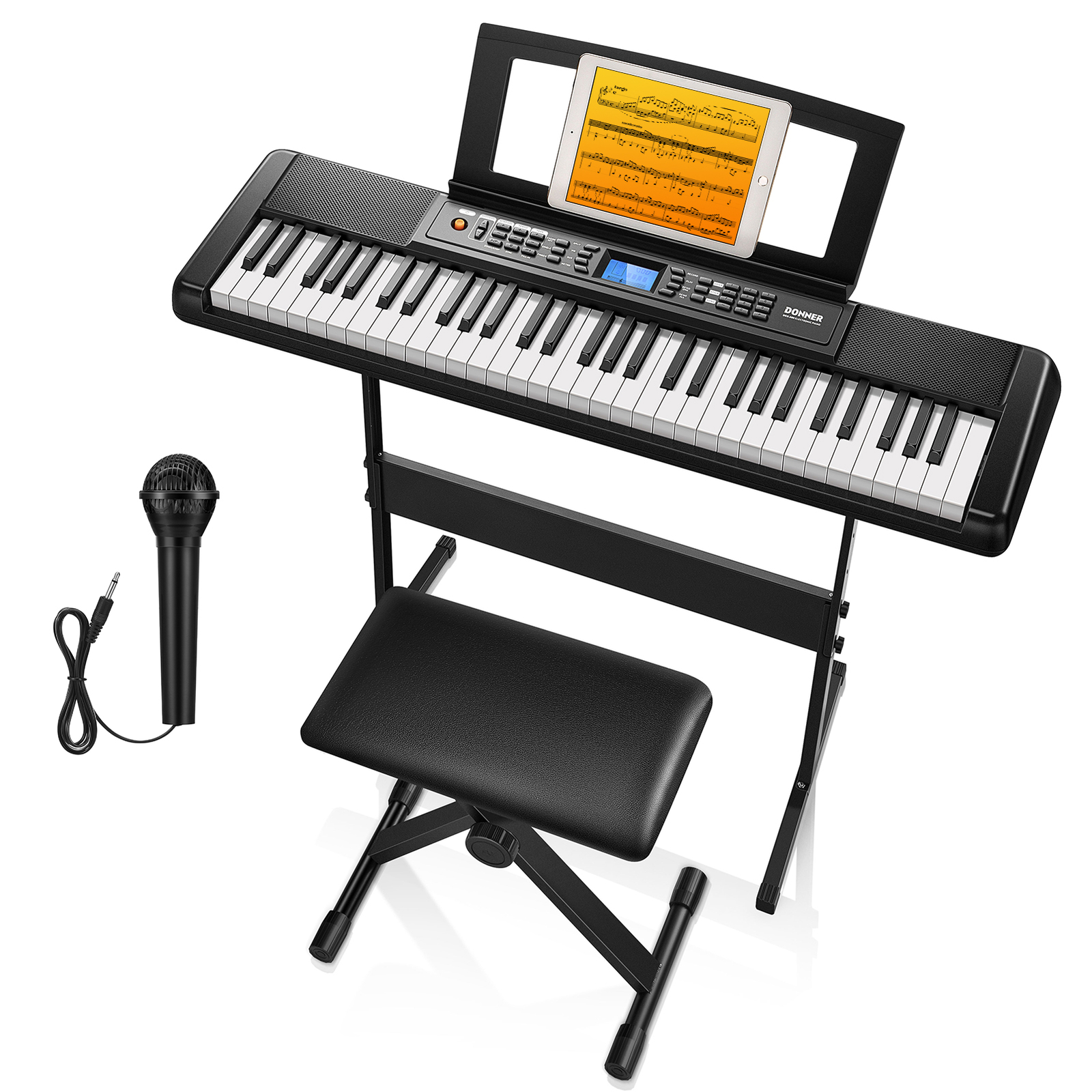 🎹 Donner DEK-200 61 Key Electronic Keyboard With Stool Stand 300 Tones 50 Demo