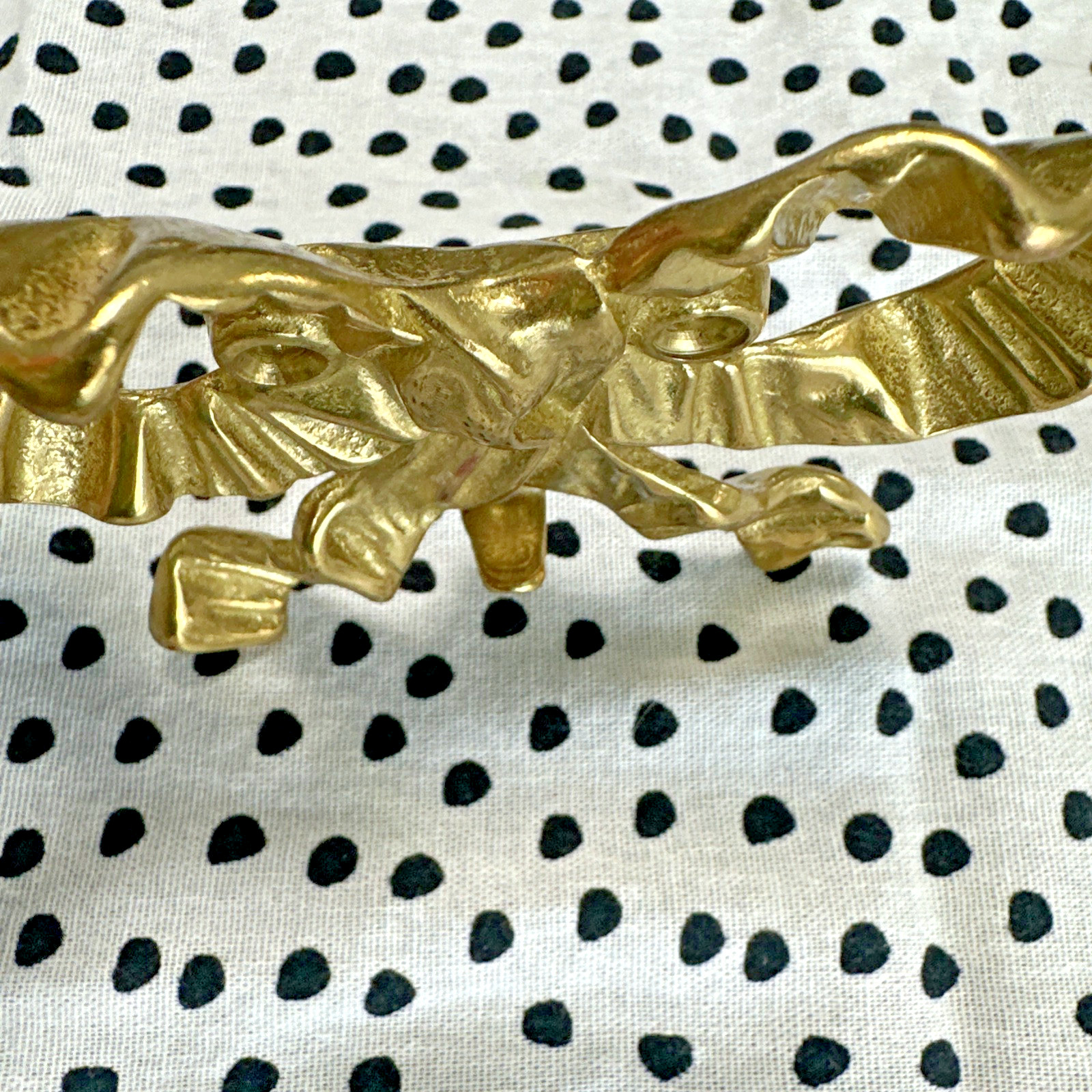 70`s Hollywood Regency Glam Solid Brass Boujee Bow Hanger Wall Mount Hook 4"