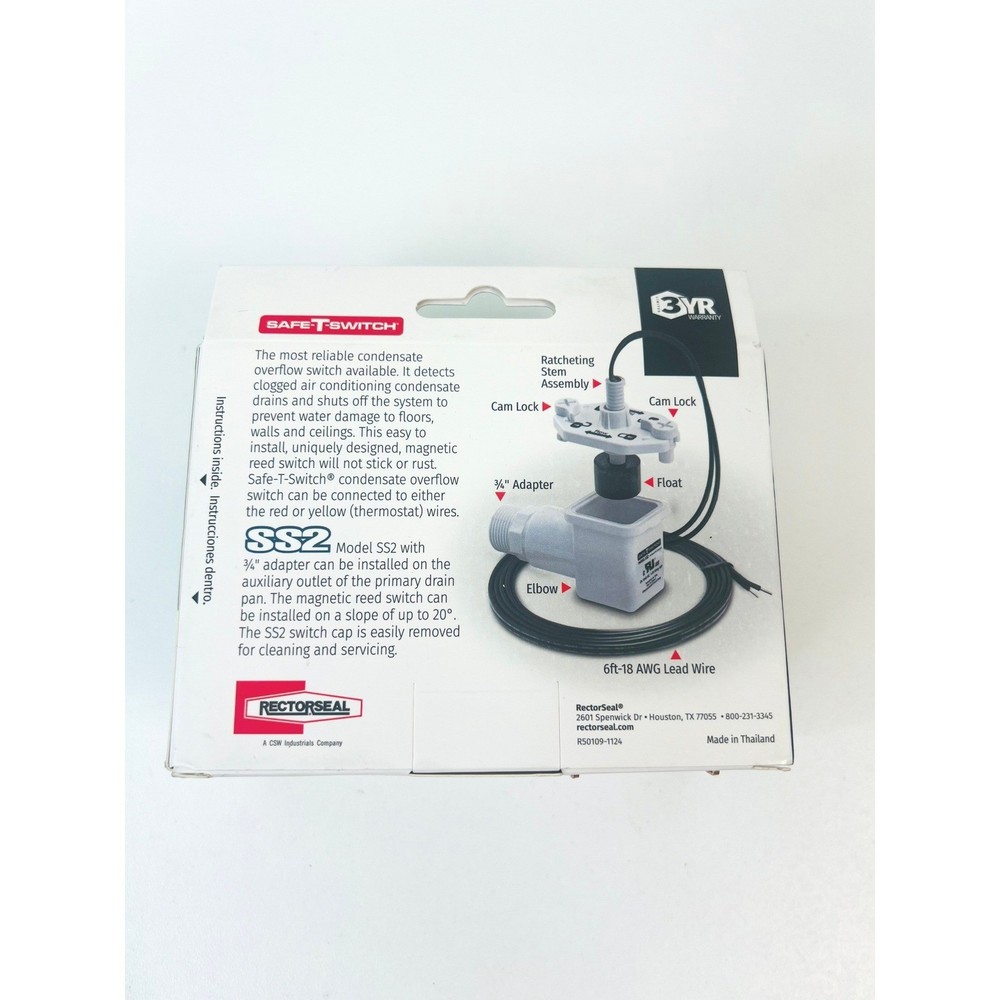 RectorSeal SS2 Low Voltage Condensate Overflow Shut Off Switch 97087