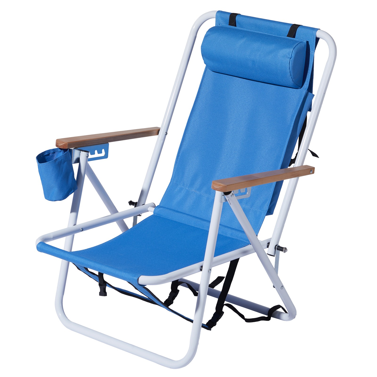 New Backpack Beach Chair Folding Solid Construction Camping With Cup Holder US
