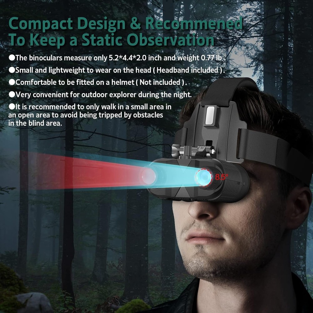 ArzzuNiu Head Mounted Night Vision Goggles Rechargeable