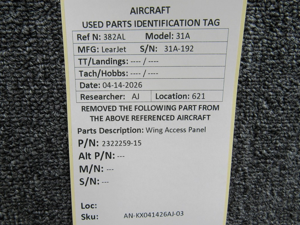 2322259-15 Learjet 31A Wing Access Panel