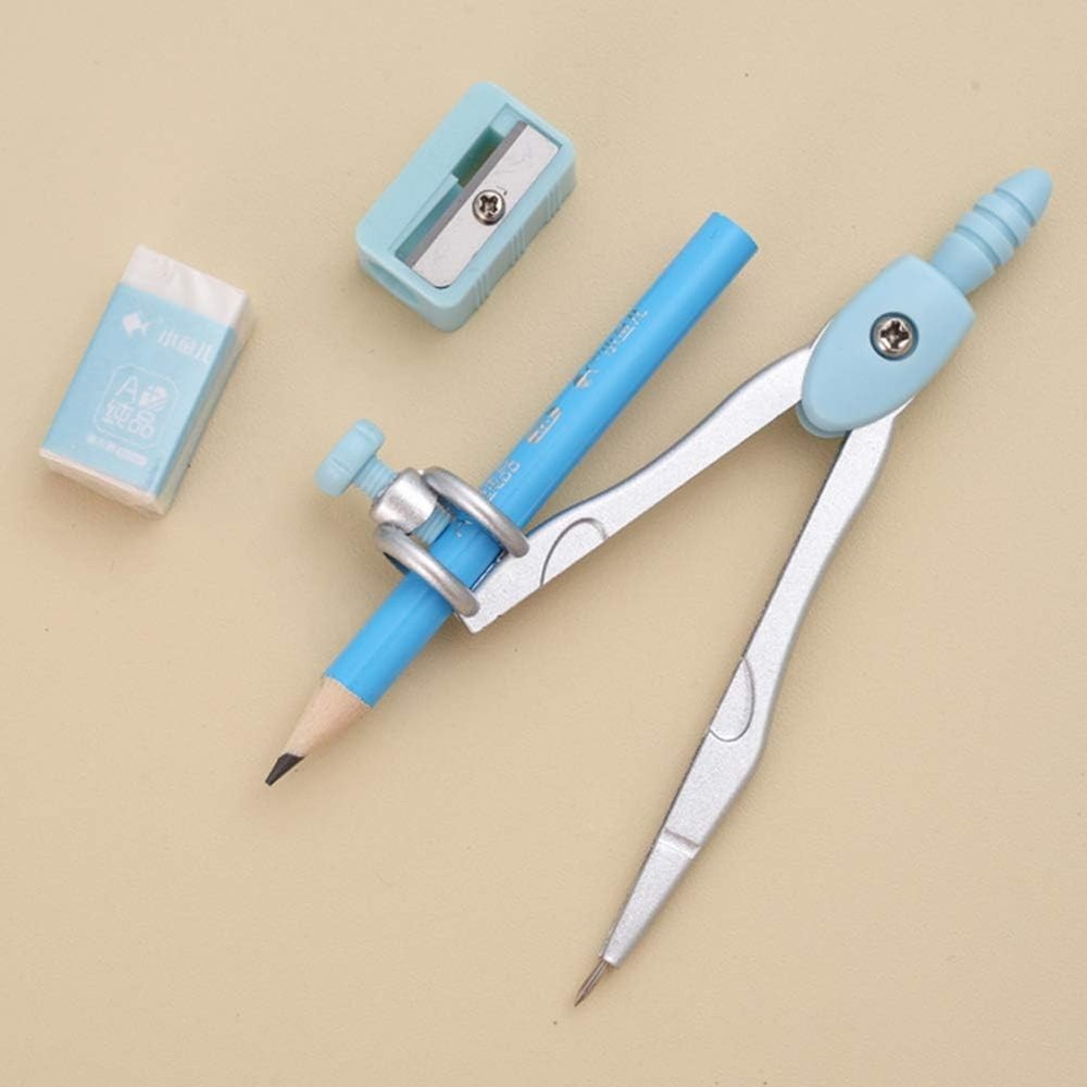 8 Pcs Compass/Math Set for Students with Shatterproof Storage Box, Geometry Set