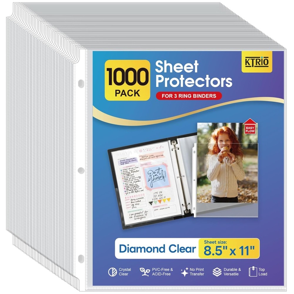 Polypropylene Document Protectors, Letter Size, 1000