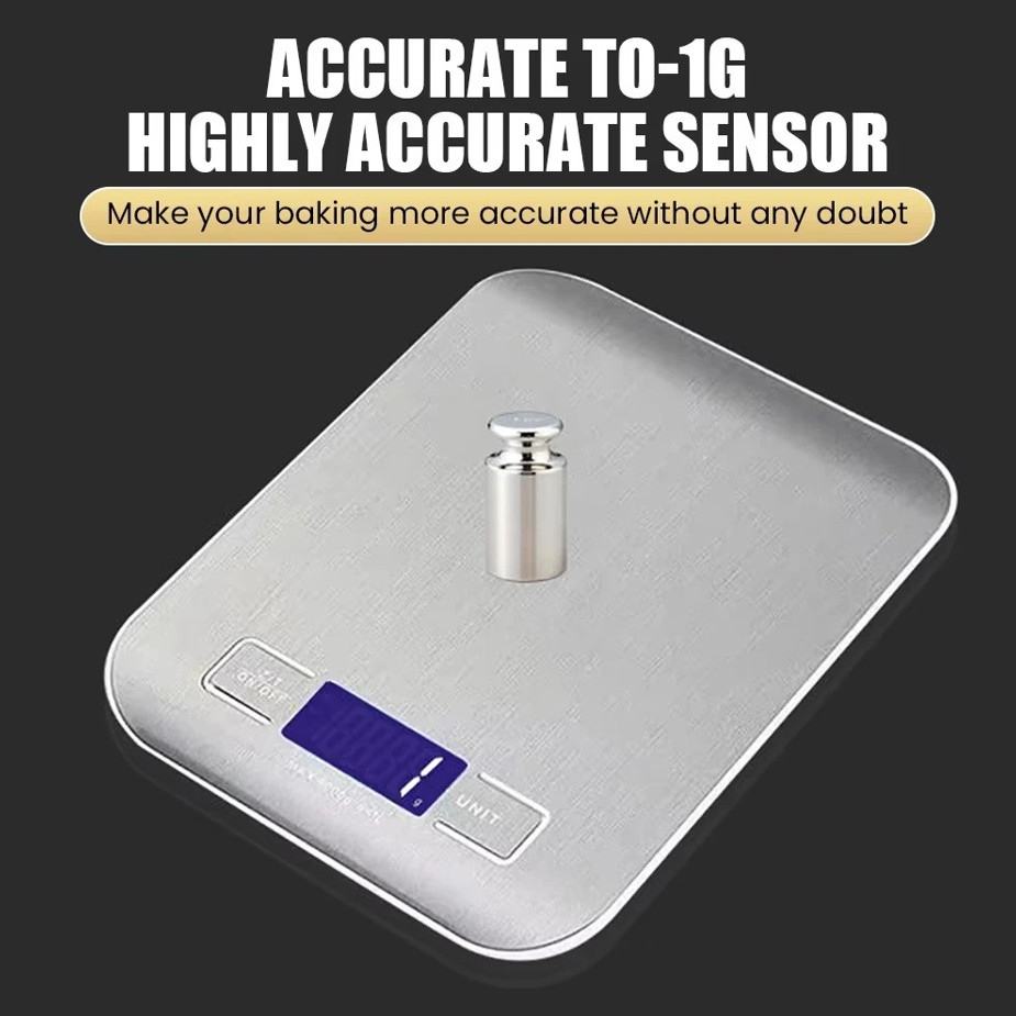 10kg/1g Electronic Kitchen Scale Stainless Steel High Precision Baking Tool