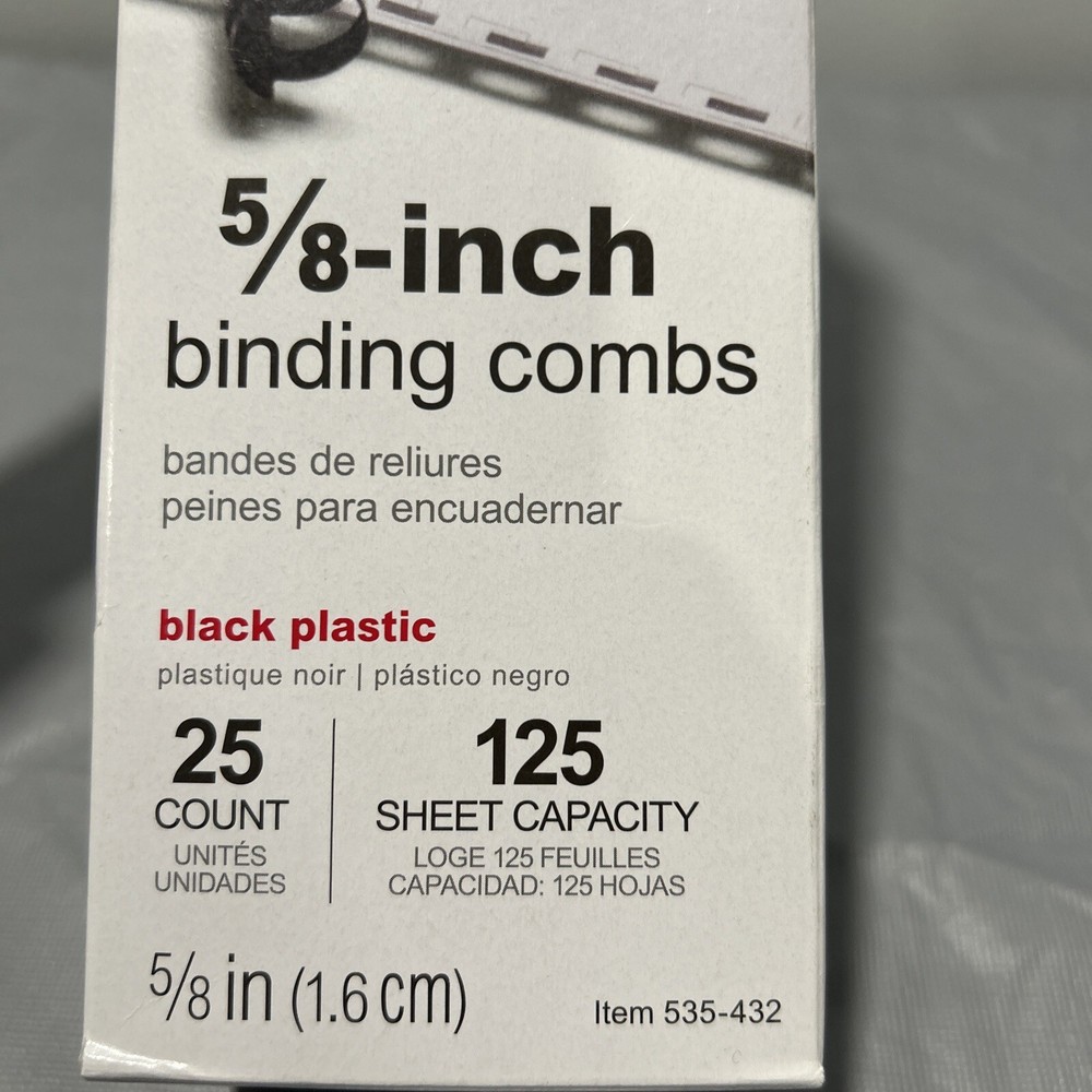 25 Office Depot 5/8" BINDING COMBS BLACK