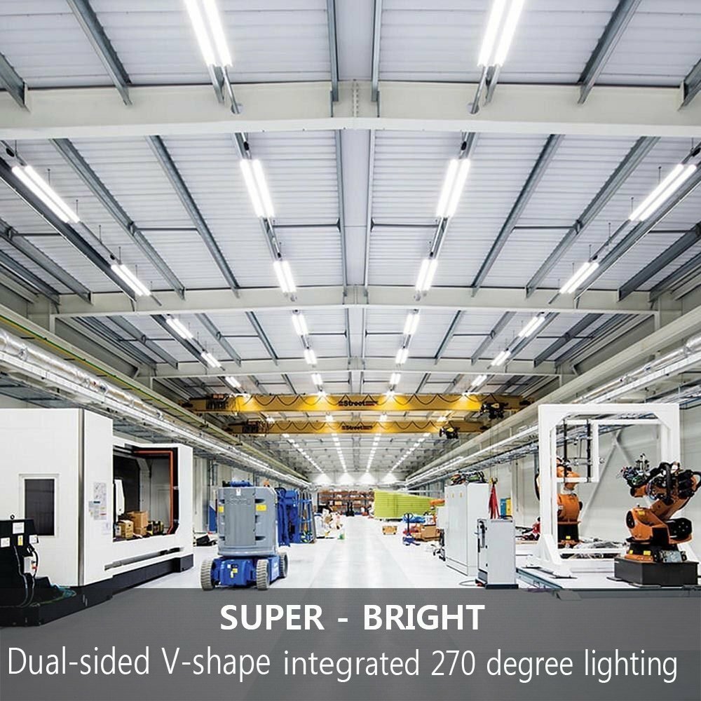6PACK 8FT LED Shop Light 120W T8 Linkable LED Light Fixture For Garage Warehouse