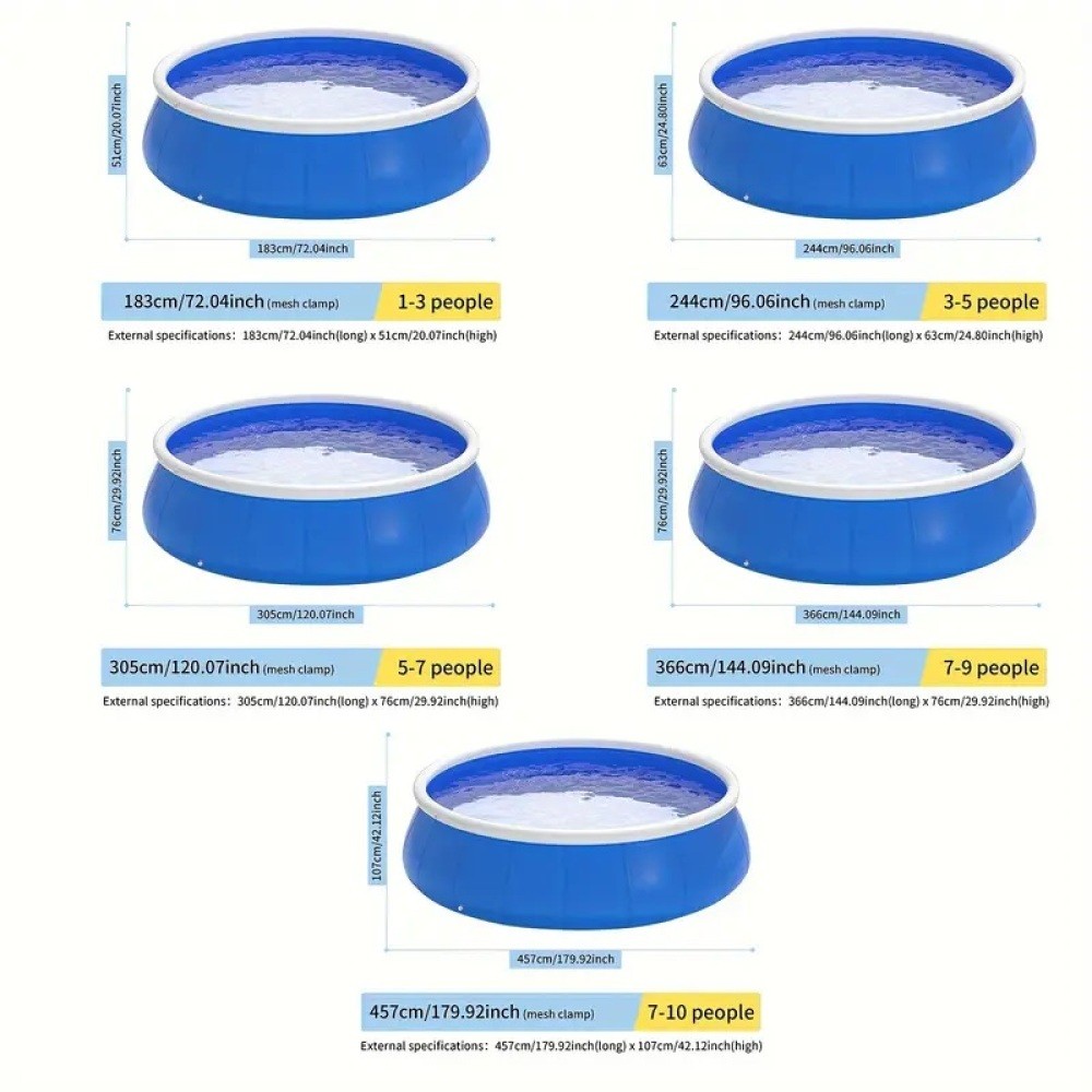240cm Blue PVC Inflatable Swimming Pool for Garden Backyard