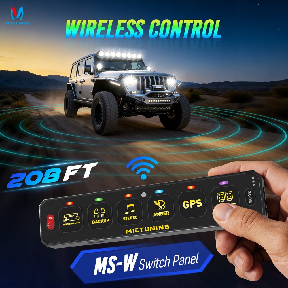MICTUNING RGB Wireless 6 Gang Switch Panel Toggle Momentary Control System Box
