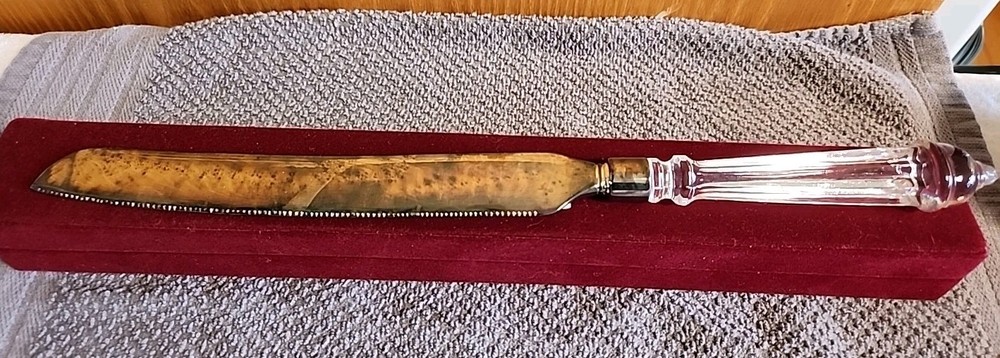 Towle Crystal Handle Silver Plated Cake Knife New