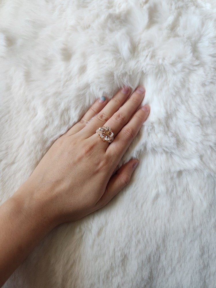 Handmade beaded floral pattern ring I made