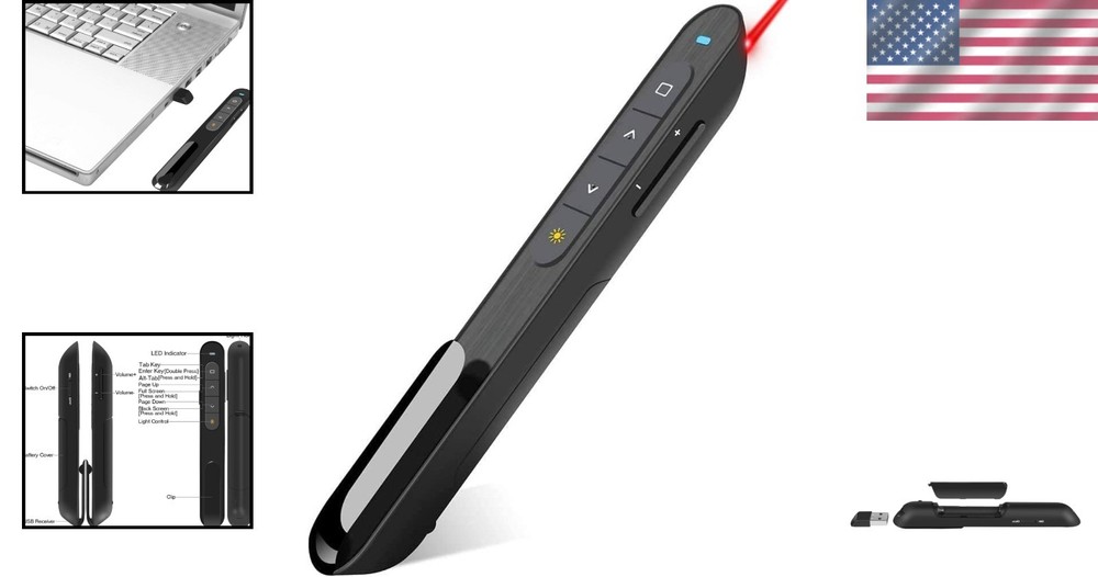 Powerful Wireless Presenter Remote with Hyperlink & Volume Control Functionality