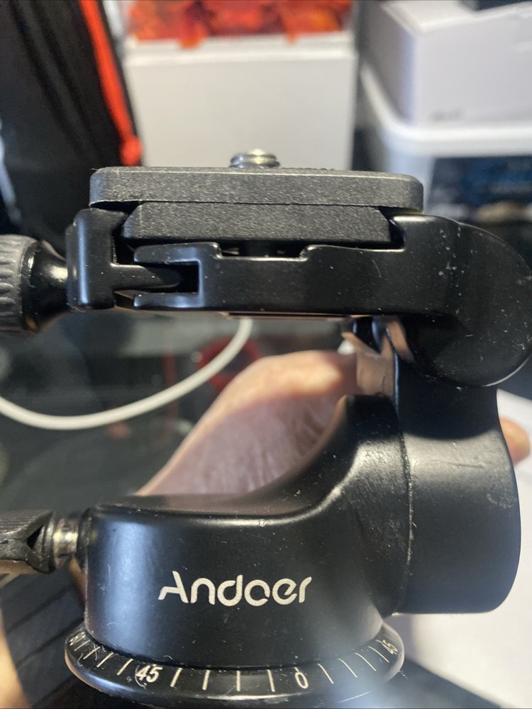 Andoer Camera Tripod Handle Head 3-Way Fluid Head with Quick Release Plate