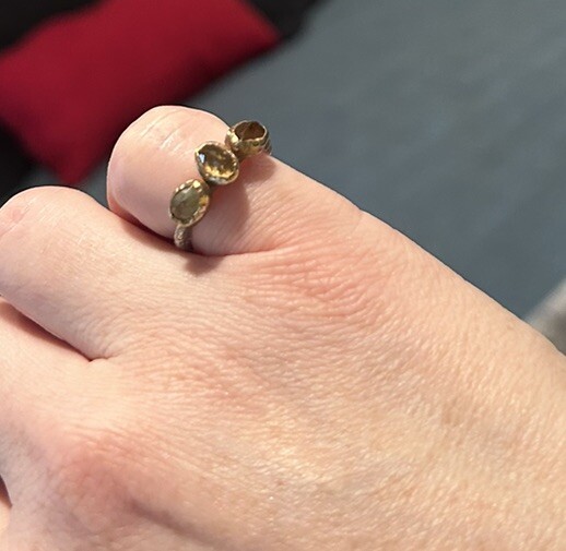 Yellow Citrine 3 Stone Ring