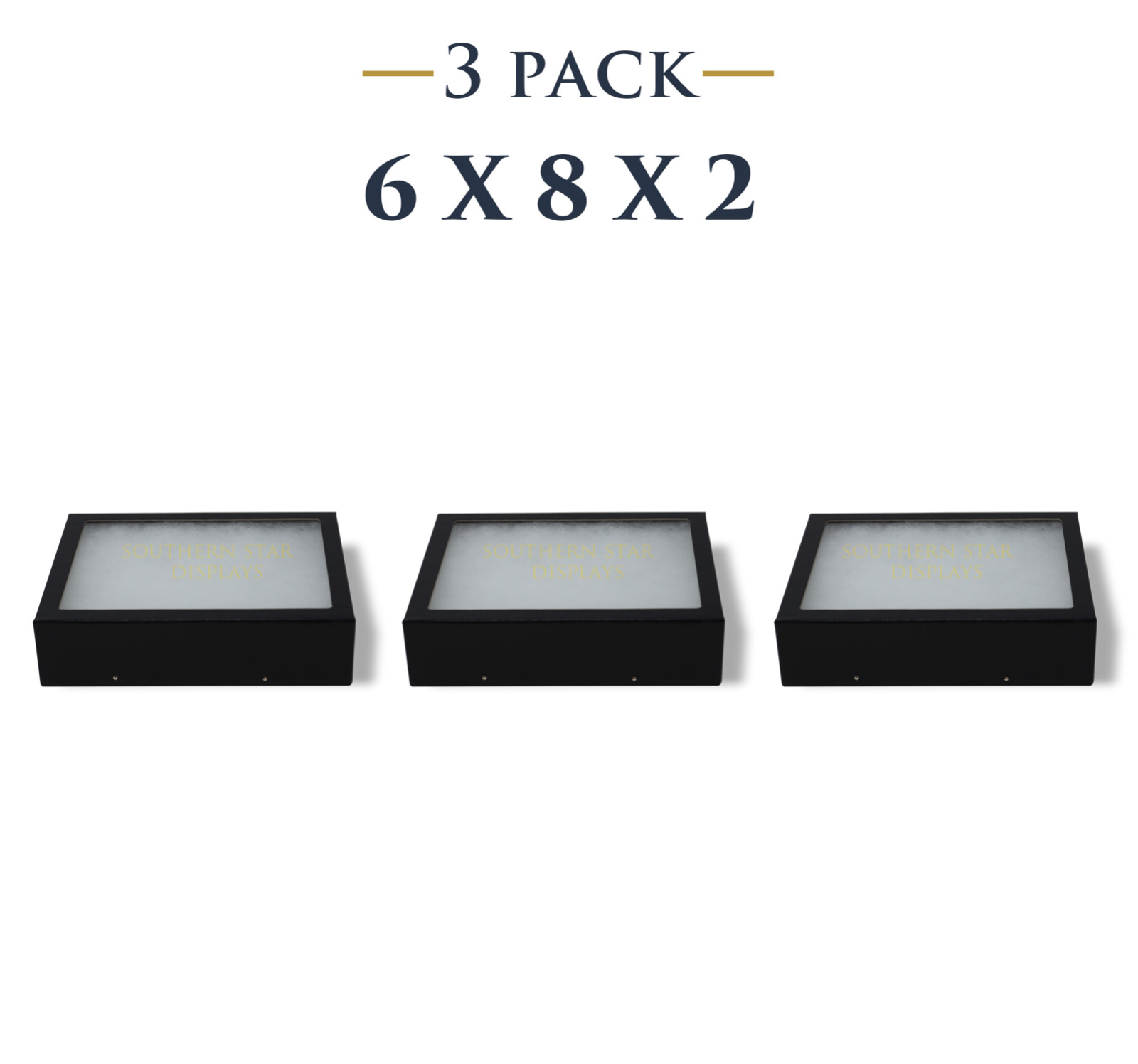 3 Pack of 6 x 8 x 2 Riker Display Cases Box for Collectibles, Arrowheads & More