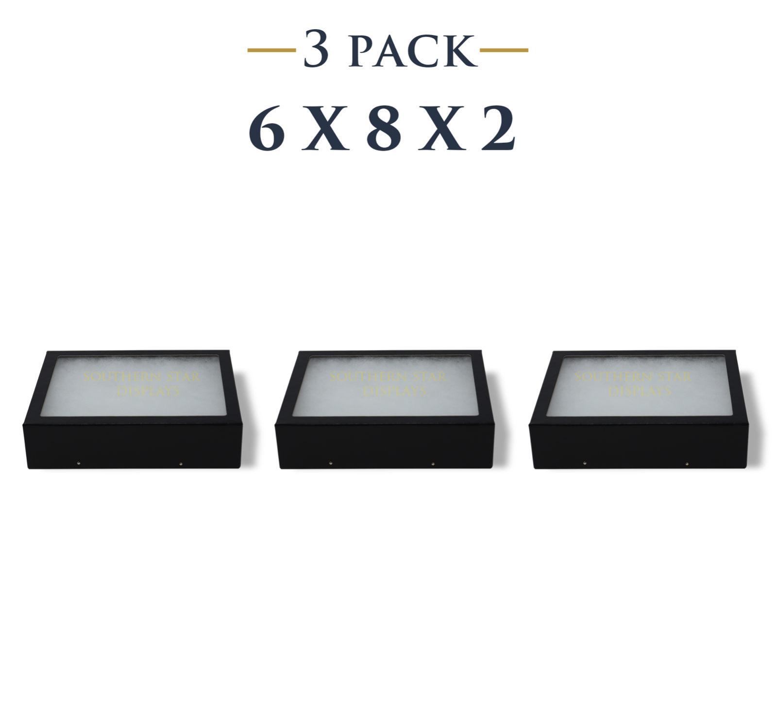 3 Pack of 6 x 8 x 2 Riker Display Cases Box for Collectibles, Arrowheads & More