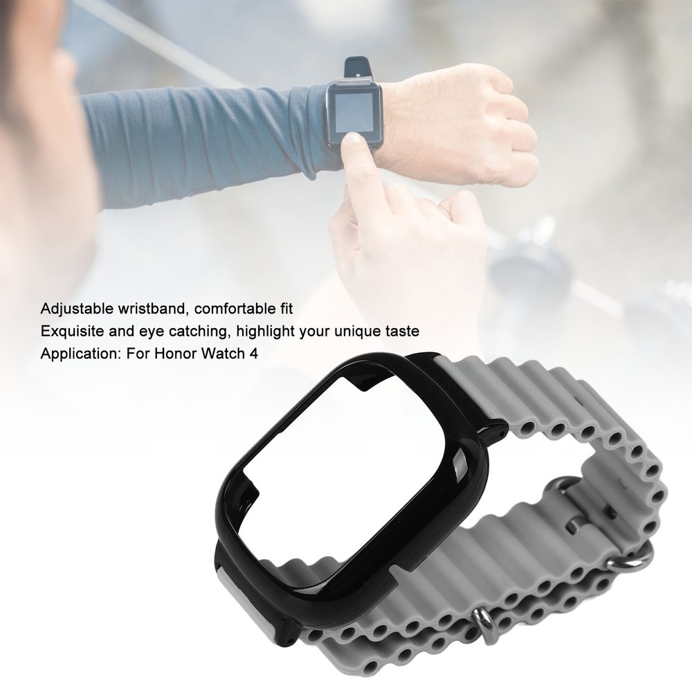 Watch Silicone Strap With Built In PC Case Adjustable Wristband (Gray )