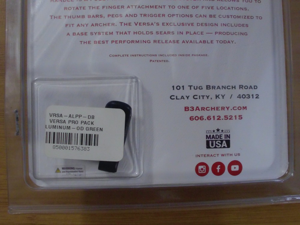 B3 Versa Pro Pack Mini Release 3 Finger OD GREEN