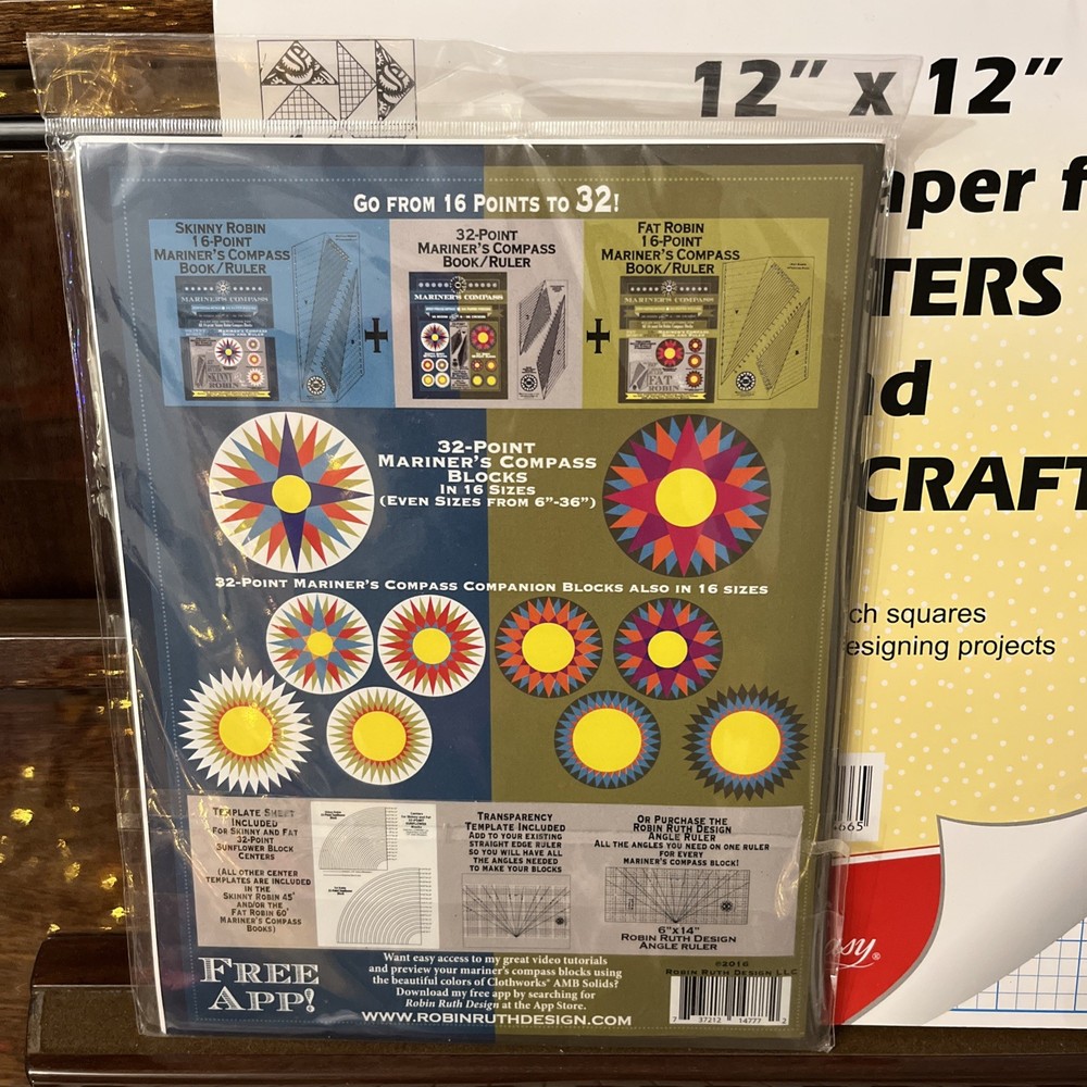 Robin Ruth Design 32-Point Mariner's Compass Ruler for Quilting - BNIP