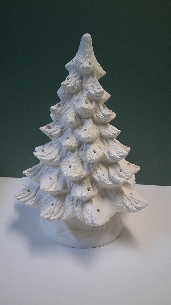 Christmas Tree 12" Tall on Base Ceramic Bisque Ready to Paint