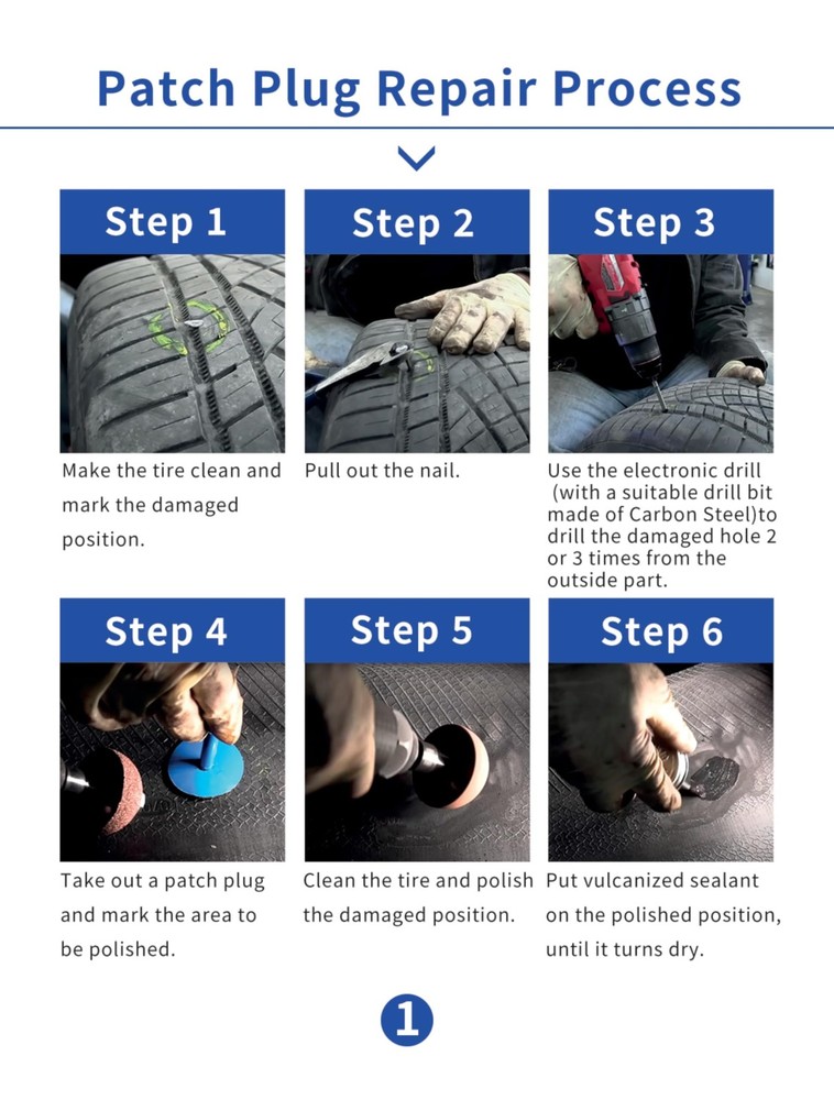 Tire Repair Patch Kit 24PCS Plugs, Roller, Buffing Wheel, Drill Bits