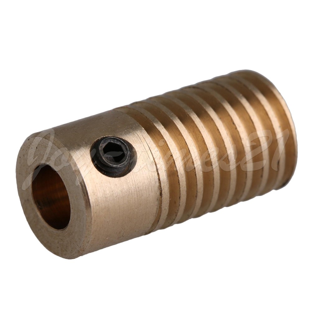 3PCS Simple Compact 5MM Bore Dia 0.5 Modulus Brass Worm Shaft 20x9.7x5MM