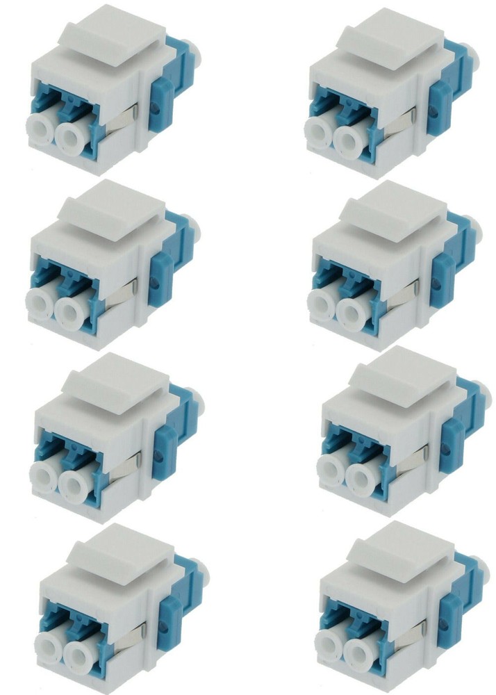 8 PCS LC/UPC Keystone Duplex Single Mode Fiber Optical Jack Insert Coupler Blue