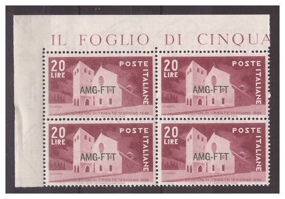 Trieste A - 1949 Administrative Elections Quartina ADF ** MNH