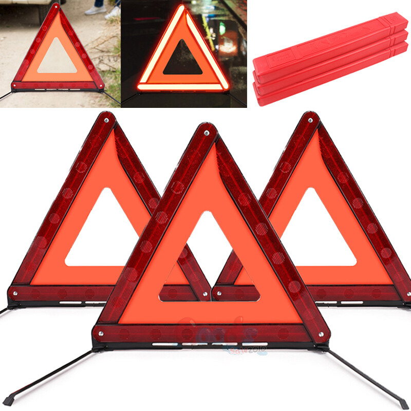3PCS Car Emergency Warning Triangle DOT Approved Reflective Safety Roadside Kit