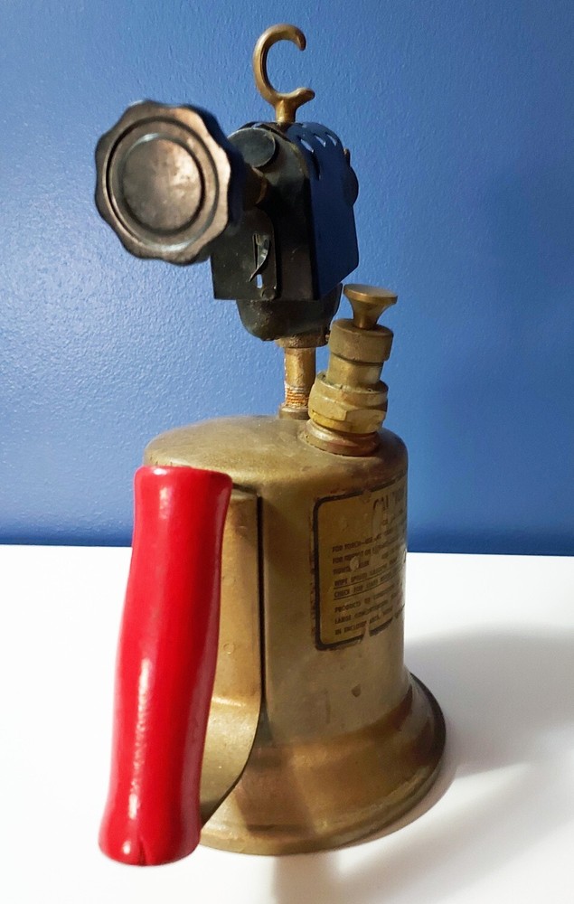 Vintage C & L Brass Blow Torch Red Handle