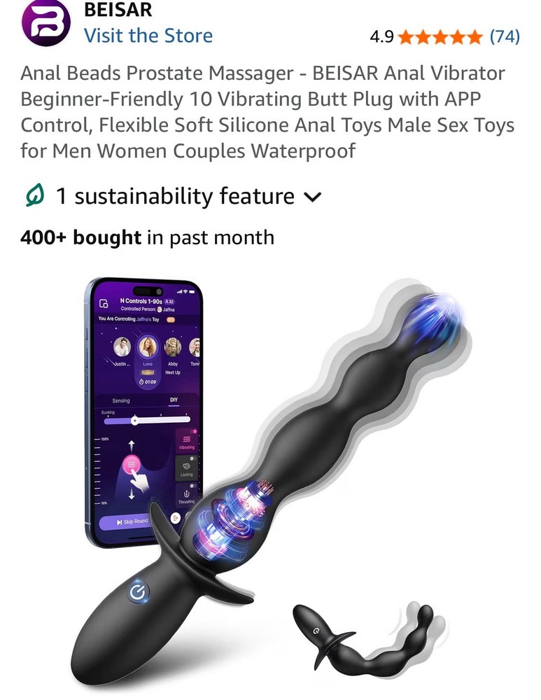 BEISAR Anal Vibrator Beginner-Friendly 10 Vibrating Butt Plug with APP Control