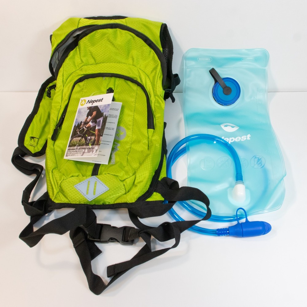 Nepest Hydration Backpack NEW High Visibility Cycling Pack 2L Bladder Whistle