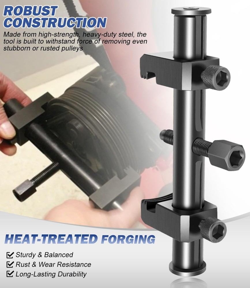 Universal Ribbed Drive Pulley Crankshaft Remover Tool Puller for A/C Unit Pumps