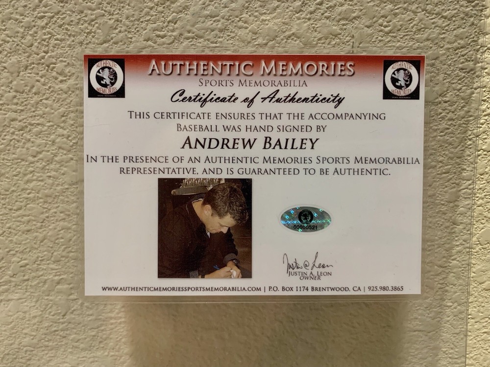 Andrew Bailey Signed Baseball AMSM