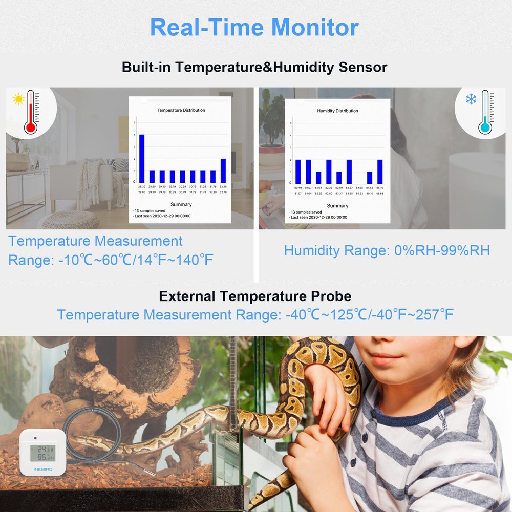 Bluetooth Humidity Temperature Data Logger Record External Humid Sensor Probe CF
