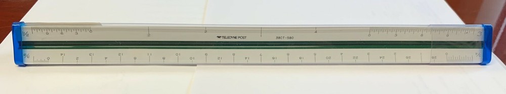 Teledyne Post Plastic Triangular 38CT-580 Architects Scale Ruler+Clear Case