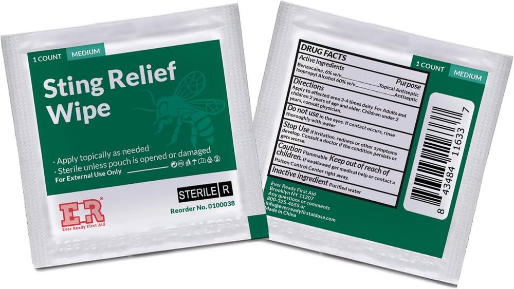 Ever Ready First Aid Sting Relief Wipes, 100 Count…