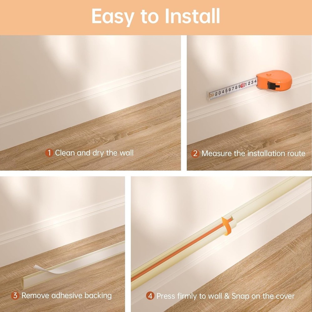 Adhesive Cord Hider Wall Kit Wire Cover, 42.5In Multiple Function Cable Cover fo