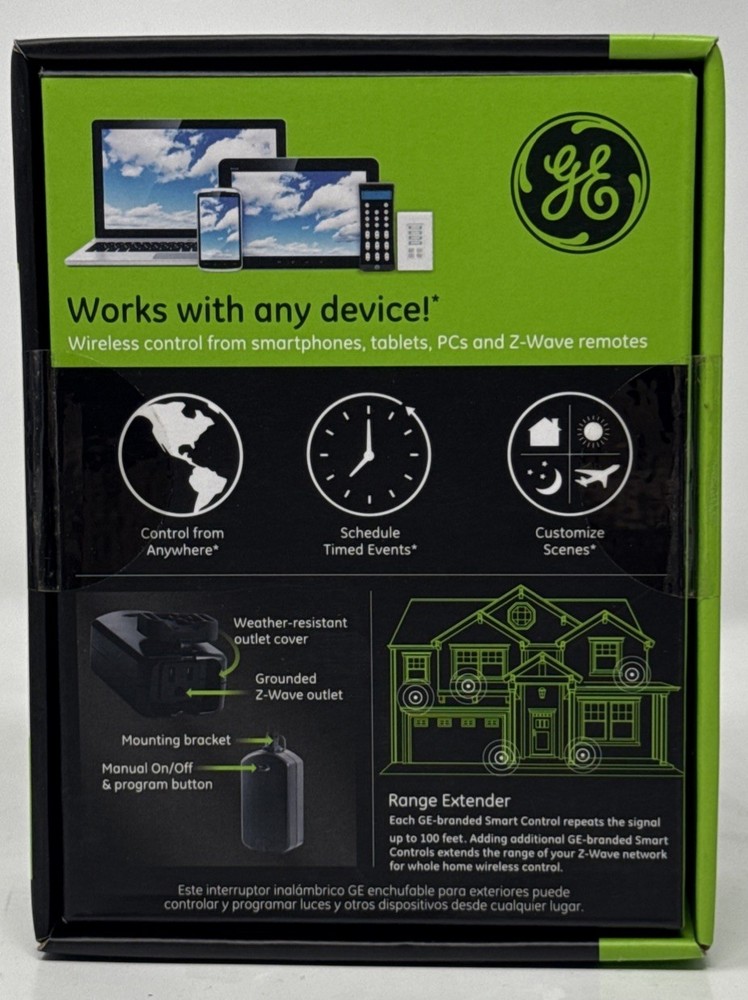 GE Plug-in Outdoor EZ Smart Switch Z-Wave Plus Mobile/Wireless Control