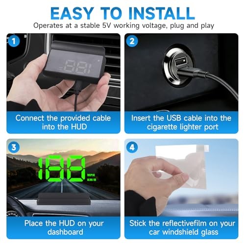 Heads Up Display GPS Speedometer for Car Universal Windshield Head Up W2 Green