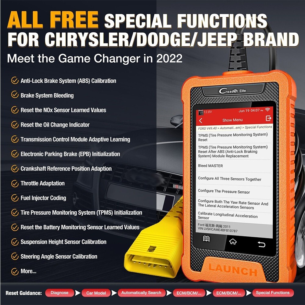 LAUNCH Creader Elite For Ford Car ALL System Diagnostic Scanner Tool ECU Coding