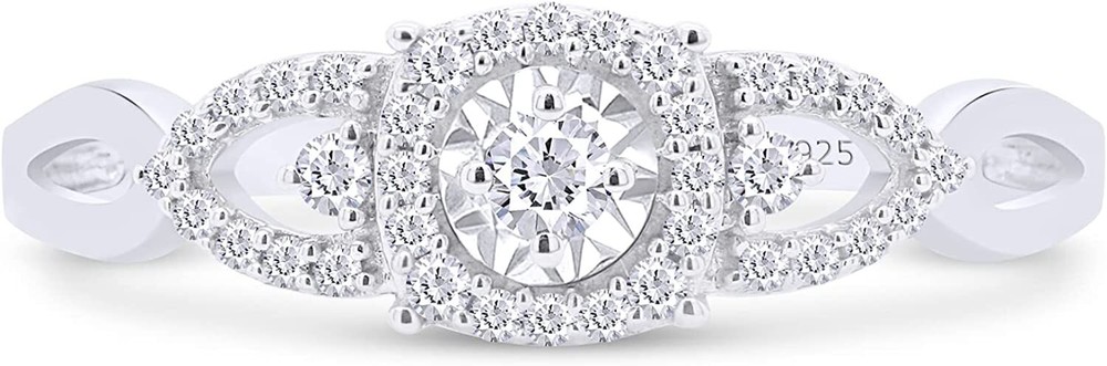 1/4ct Infinity Split Shank Promise Ring Natural Round Diamond Sterling Silver