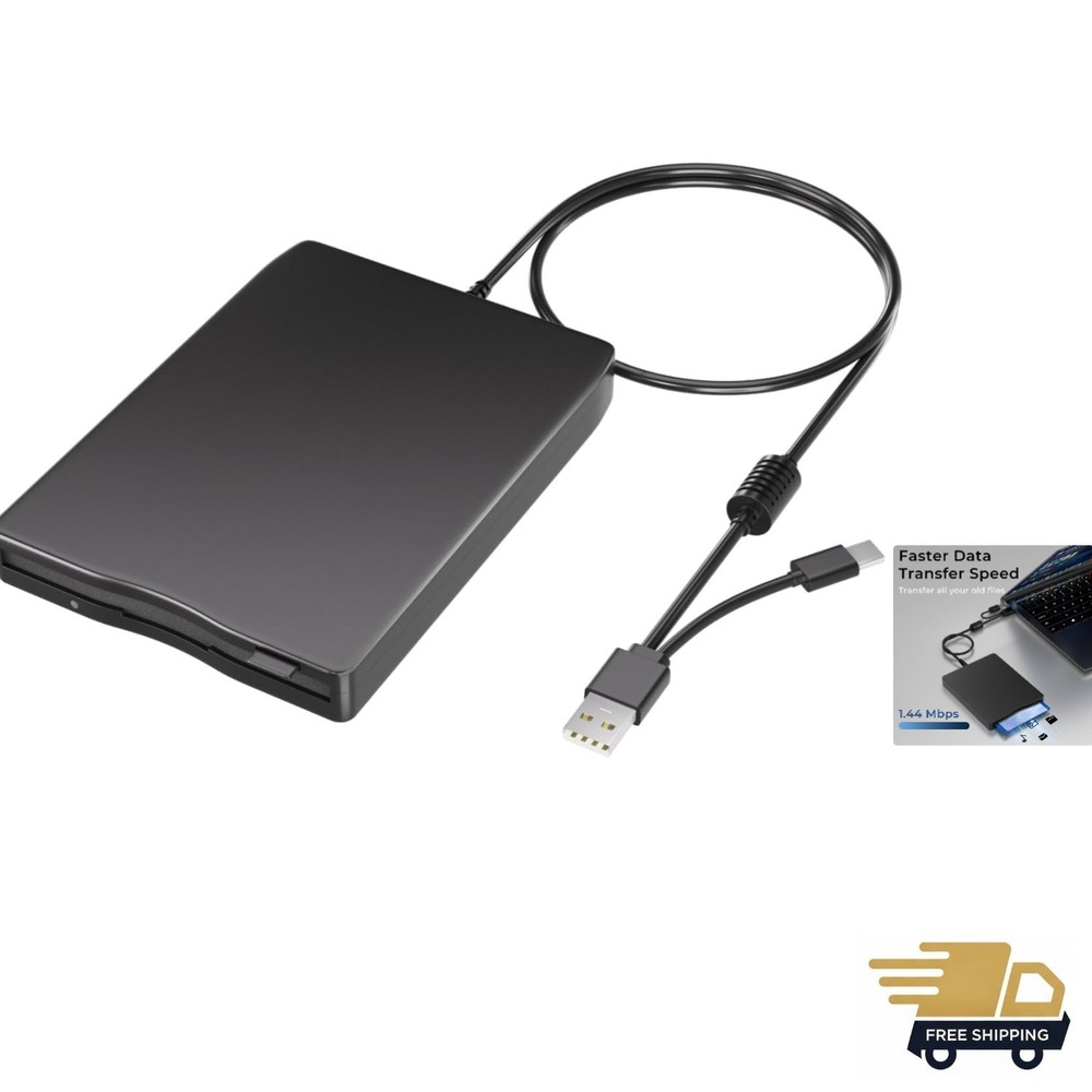 Durable 3.5" USB Floppy Reader - Lightweight and Versatile for Windows & Mac