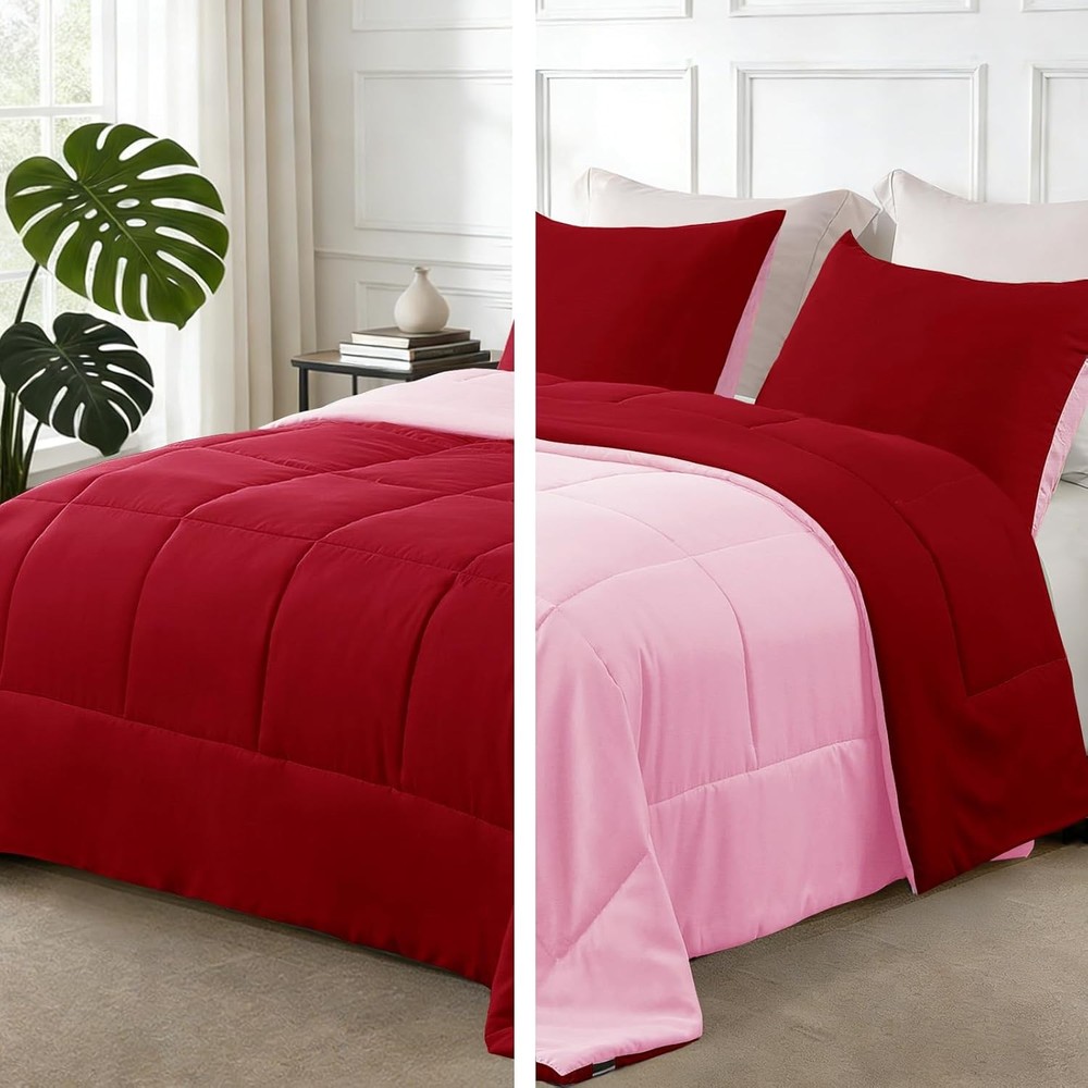 Lightweight Reversible Queen Size Comforter Set Down Alternative Comforter