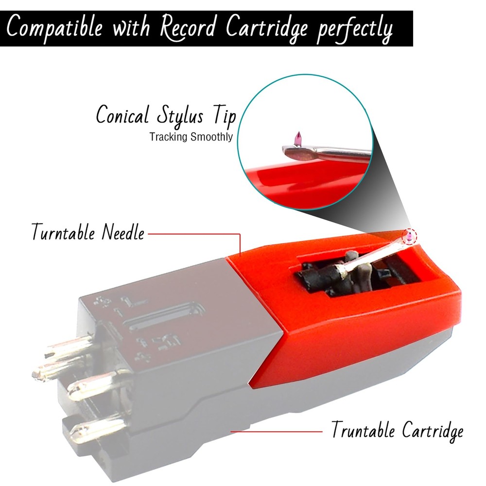 Record Player Needles, Turntable Stylus Needles Replacement for Red