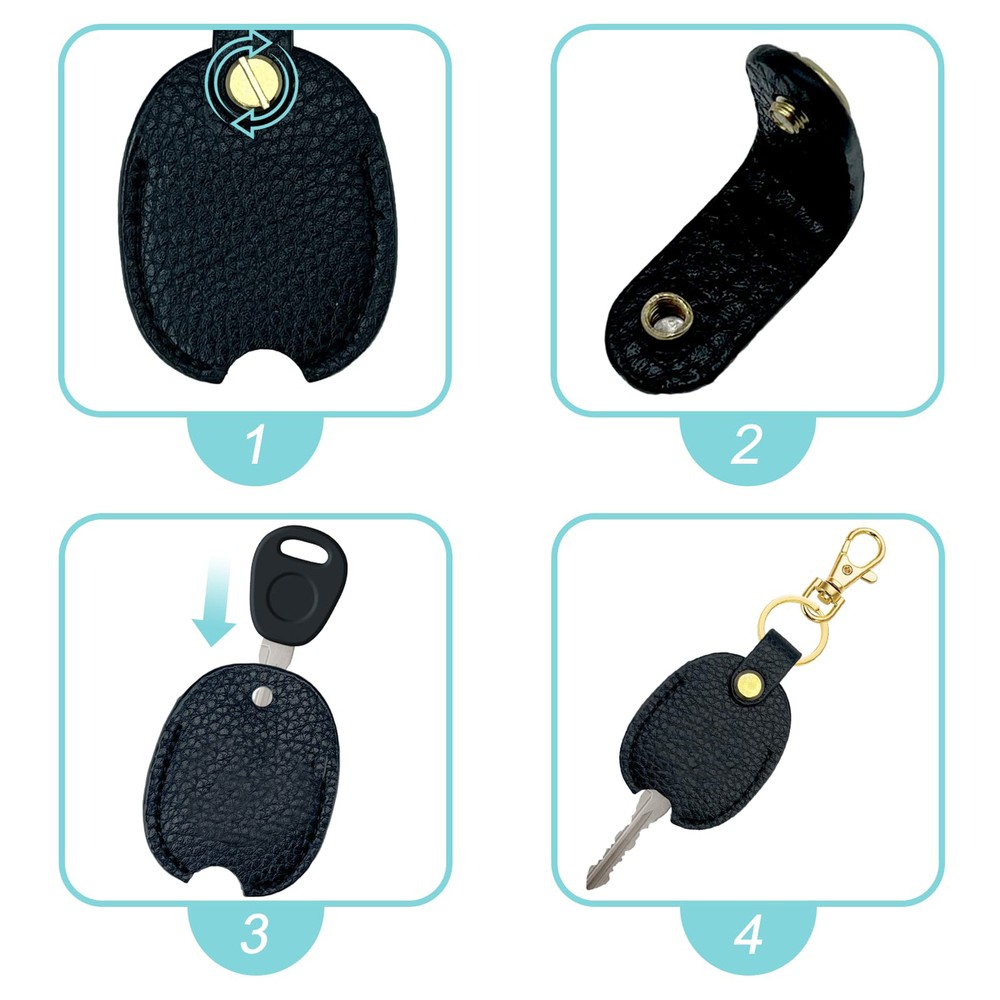 2x Leather Key Sleeve For Broken Key Car Key Loop Replacement Key Cover Keychain