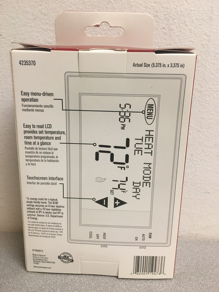 Heating and Cooling Touch Screen Programmable Thermostat 4235370