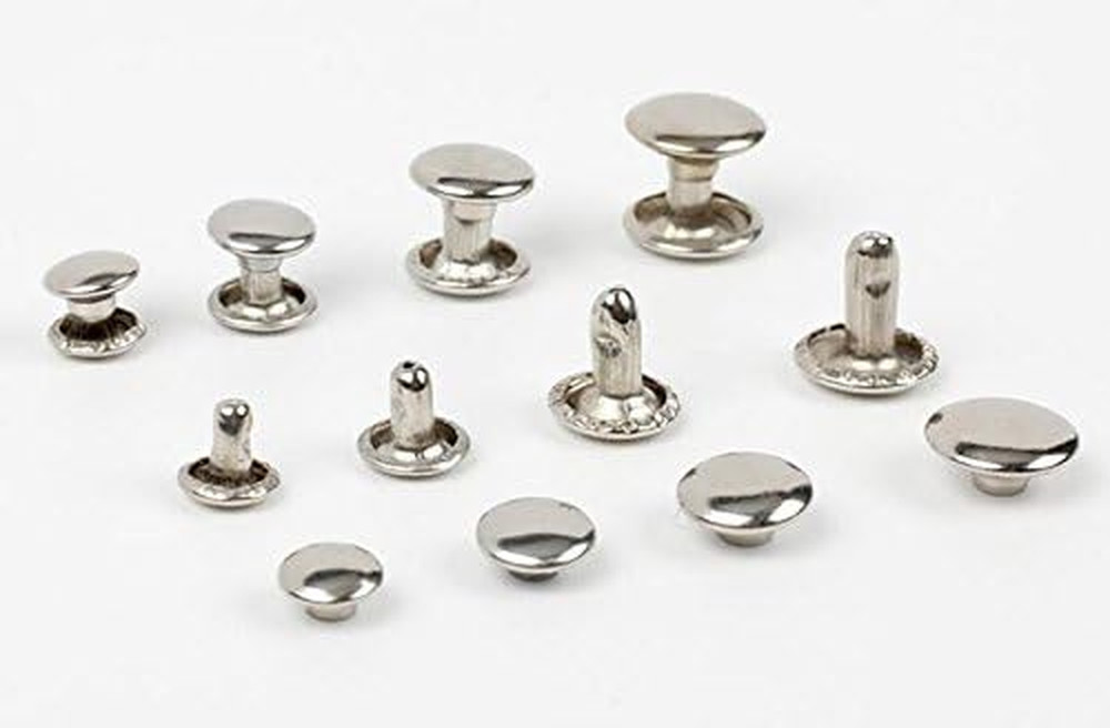 100 Sets 9MM Silver Stainless Steel Leather Rivets Double Cap Rivets Studs Fa...